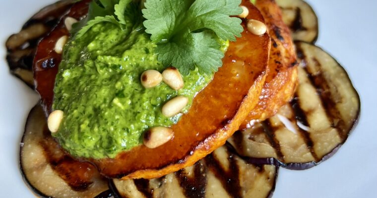 Gochujang glazed celeriac with green salsa
