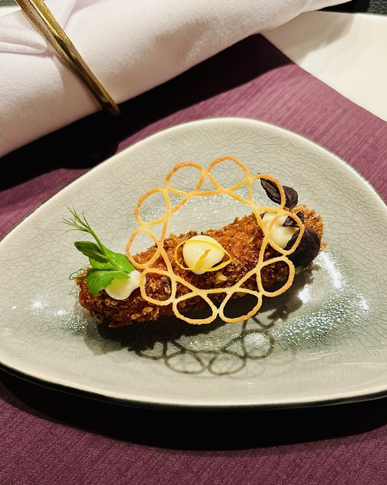 Halloumi finger with dukkah and lemon mayonaise