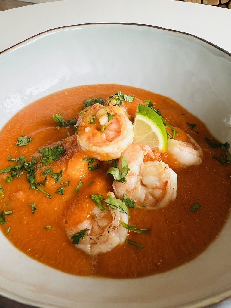 Red lentil soup with gamba’s