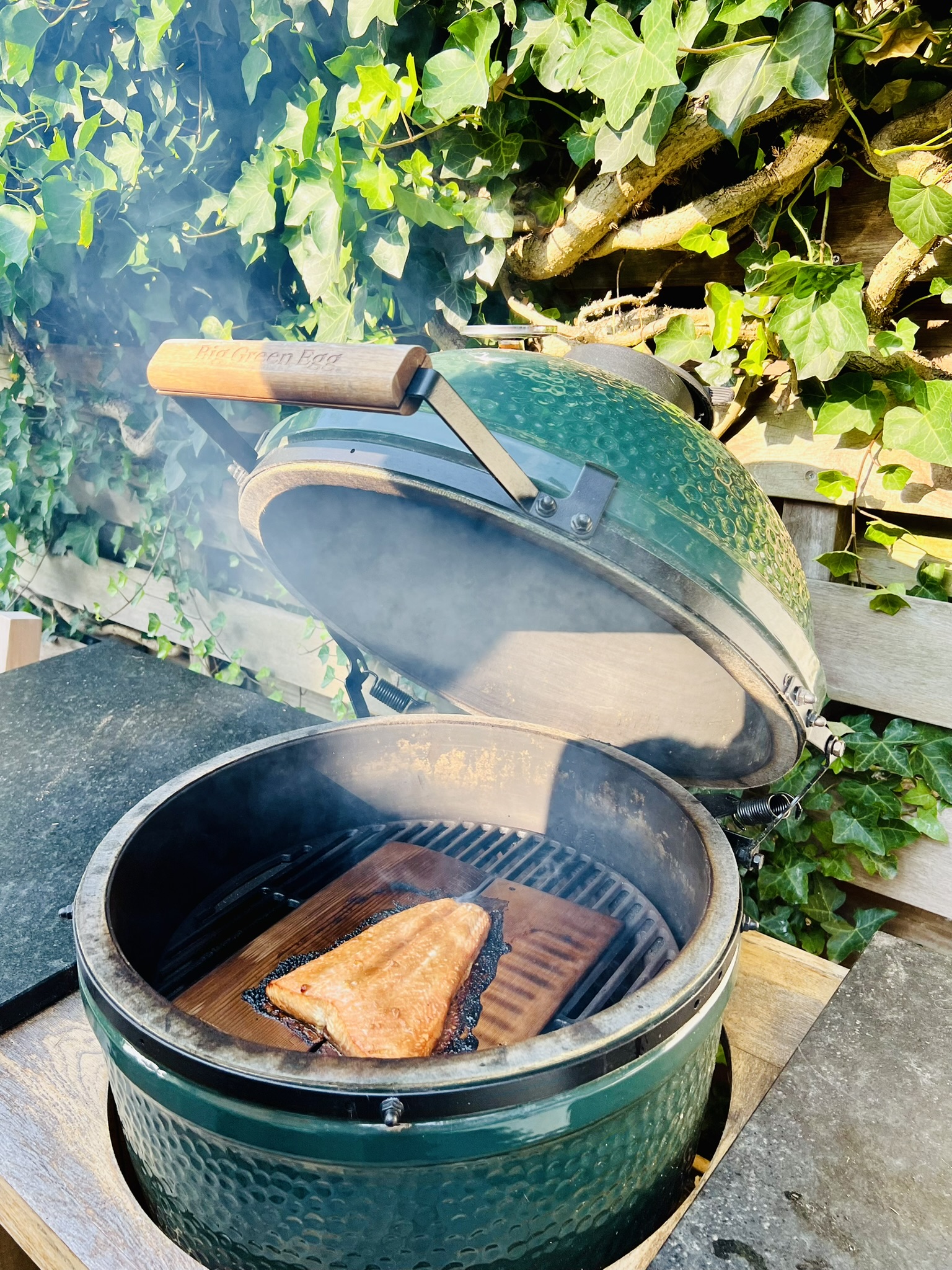 Miso salmon on cedar wood