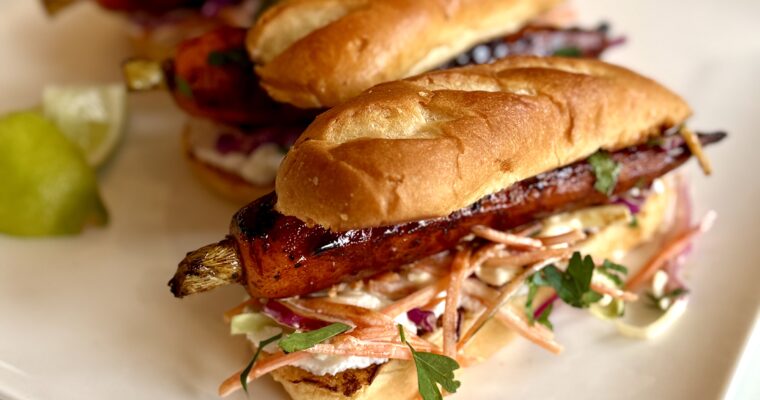 Honey glazed carrots on brioche