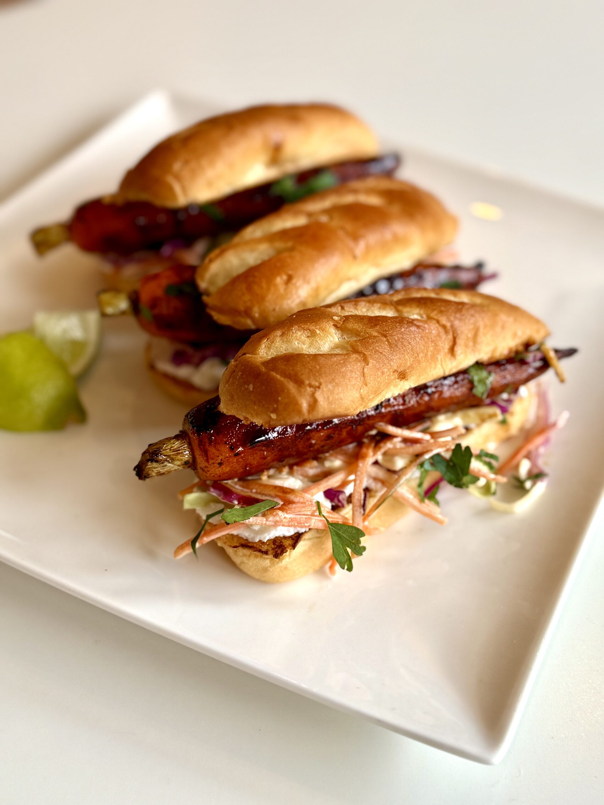 Honey glazed carrots on brioche