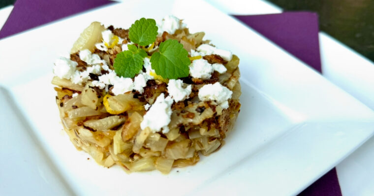 Fennel tartare with crushed croutons & feta