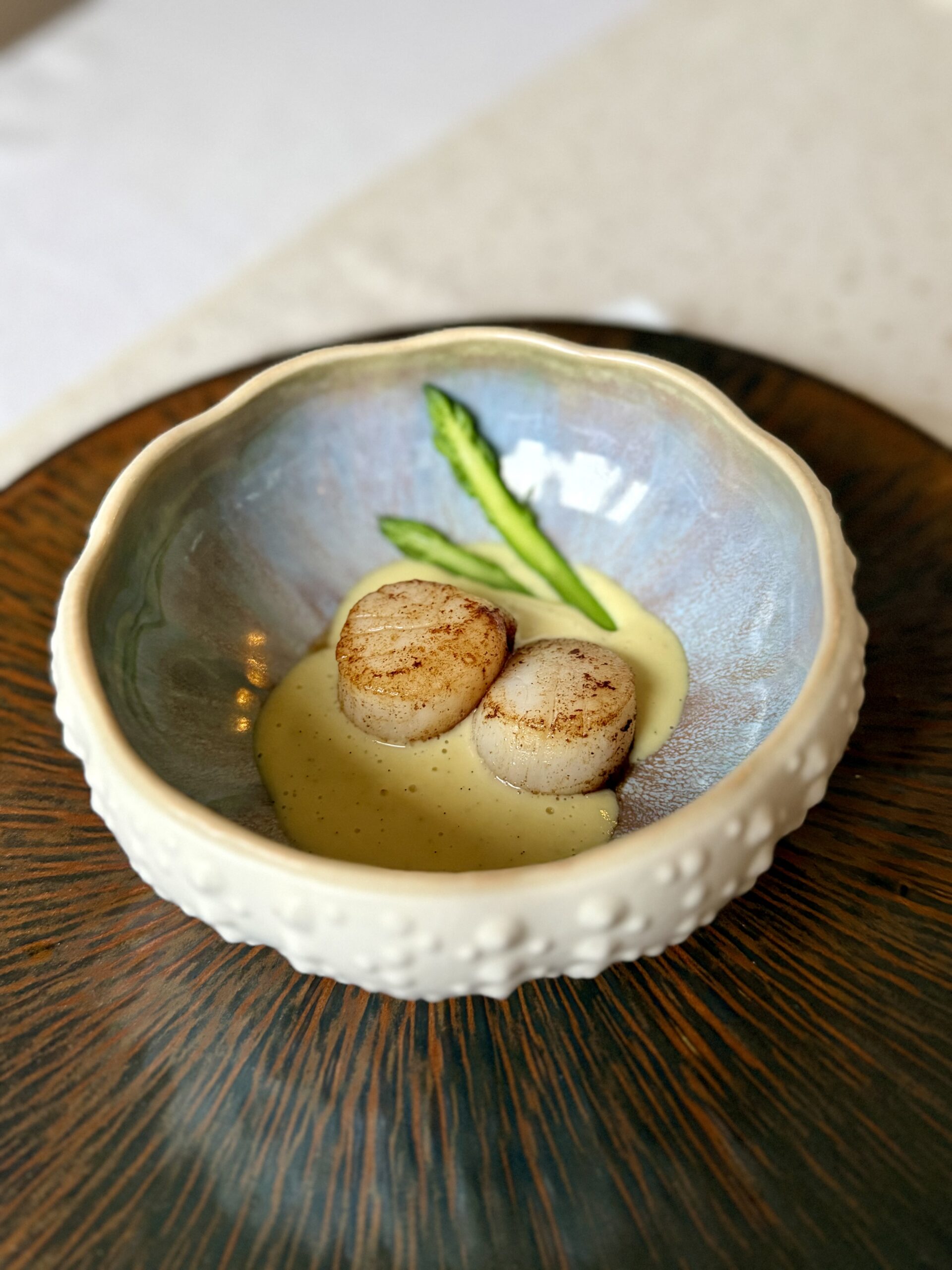 Coquilles with Saffron & Vanilla Foam